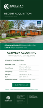 Recently Acquired - STNL Medical Office - Pittsburgh MSA